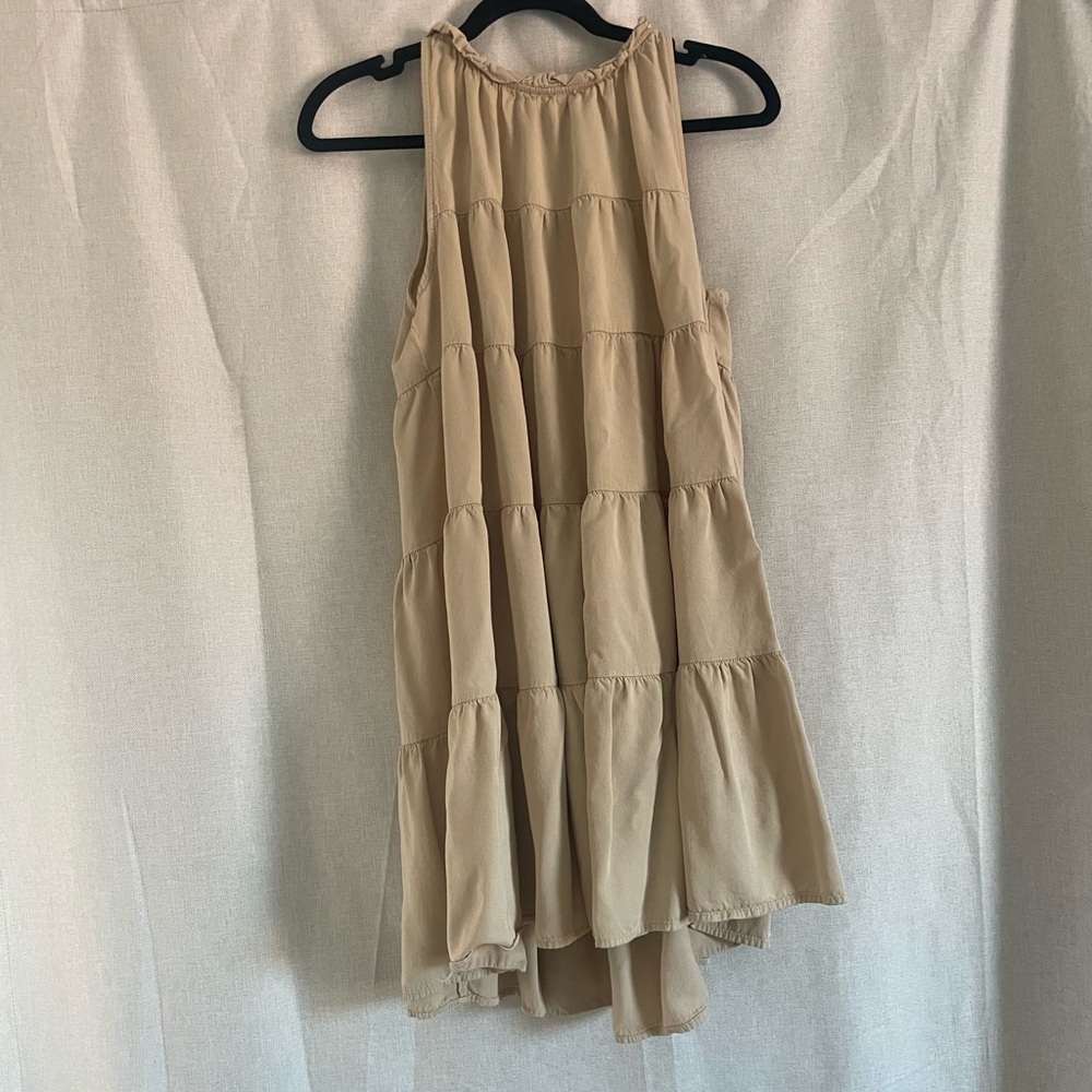 Sleeveless Tiered Tan Dress